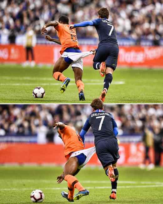 Гравець збірної Франції Грізманн порвав труси на суперника під час матчу з Голландією (фото)